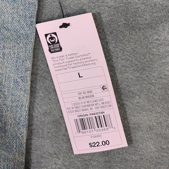 Wild Fable Reworked Cropped‎ Denim Tank Top Size Large - Picture 9 of 9